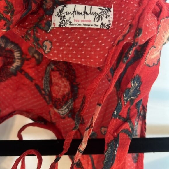 intimately free people red floral open back slip dress - Picture 3 of 3
